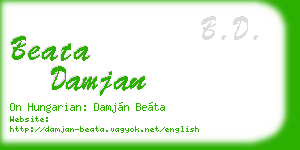 beata damjan business card